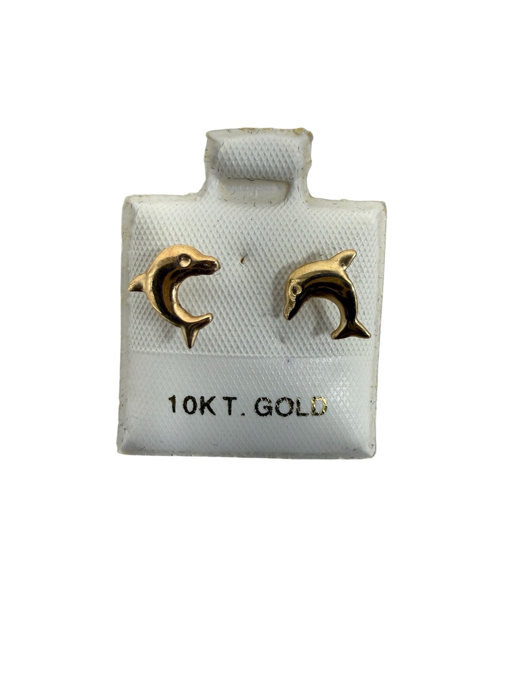 10K Gold Dolphin Stud Earrings - Classic Yellow Gold